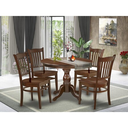 East West Furniture 5 Piece Hartland Kitchen Table Set - Mahogany HBGR5-MAH-W